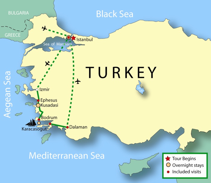 MAP 12   13 DAYS İSTANBUL TREASURES & AEGEAN COAST WITH 4 DAYS GULET 